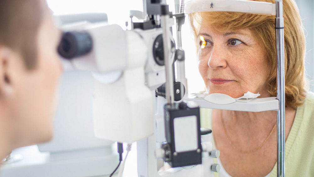 Woman receiving an optical check-up