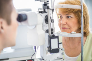 Woman receiving an optical check-up